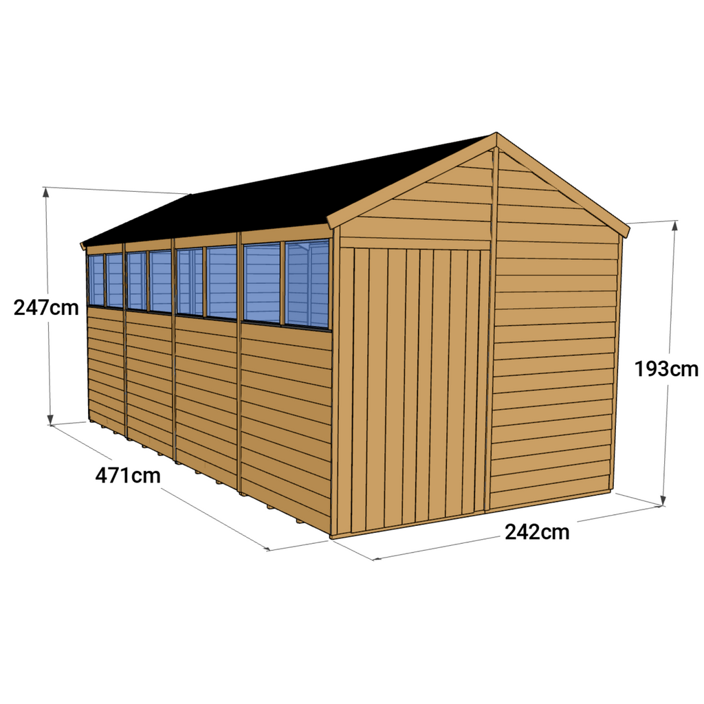 16x8 Wooden Apex Garden Shed - Customizable & Durable - anydaydirect