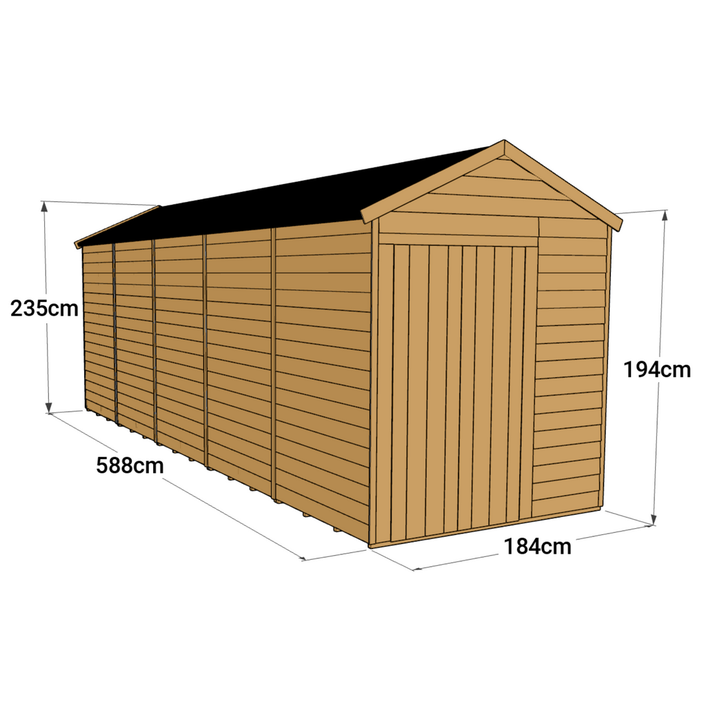 20x6 Store More Overlap Apex Wooden Shed - Windowless & Durable - anydaydirect