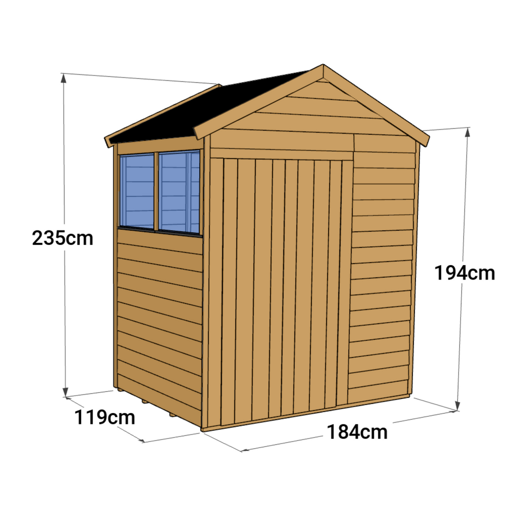 Customizable Wooden Garden Shed - 4x6 Apex with Windows - anydaydirect