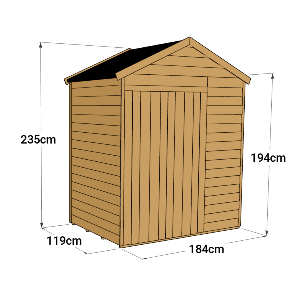 Customizable 4x6 Apex Wooden Garden Shed - Windowless - anydaydirect