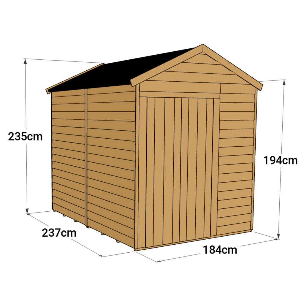 Store More 8x6 Overlap Apex Wooden Garden Shed, Windowless - anydaydirect