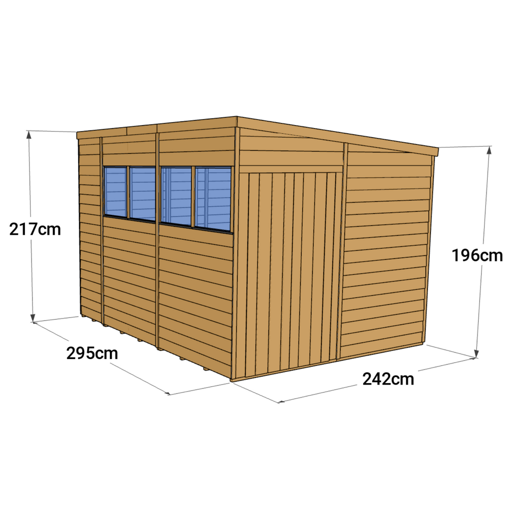 Customizable 10x8 Overlap Pent Shed with Windows - Durable & Spacious - anydaydirect