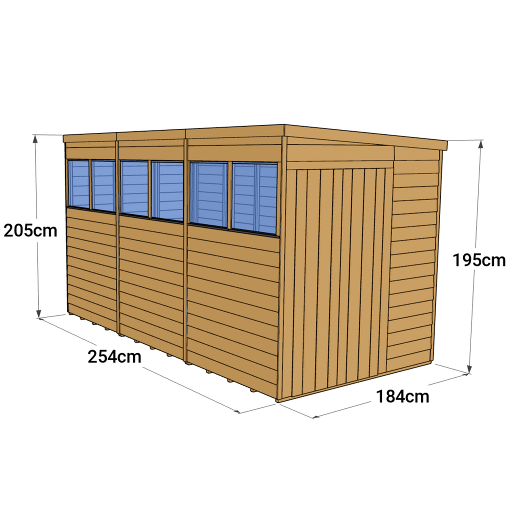 12x6 Customizable Wooden Pent Shed with Windows - Store More - anydaydirect