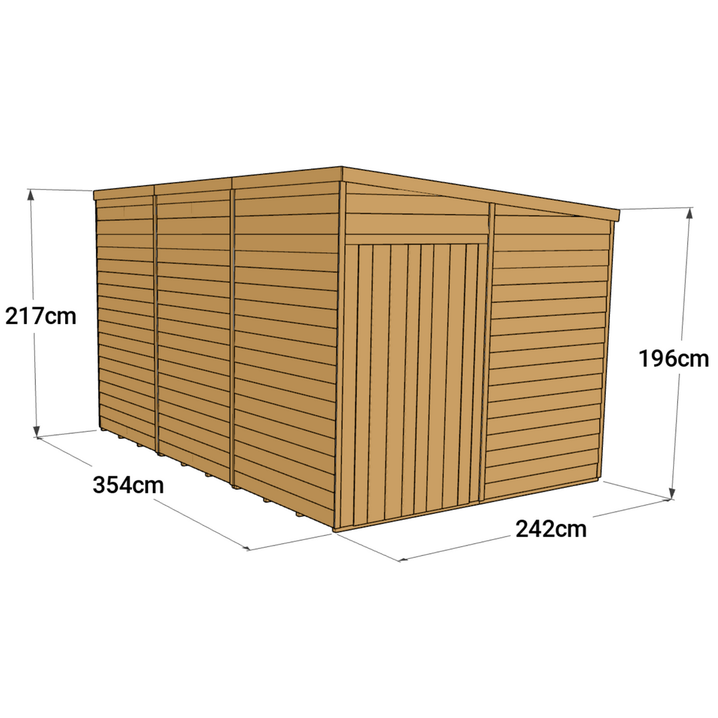 Customizable 12x8 Windowless Pent Shed | Store More Sheds - anydaydirect