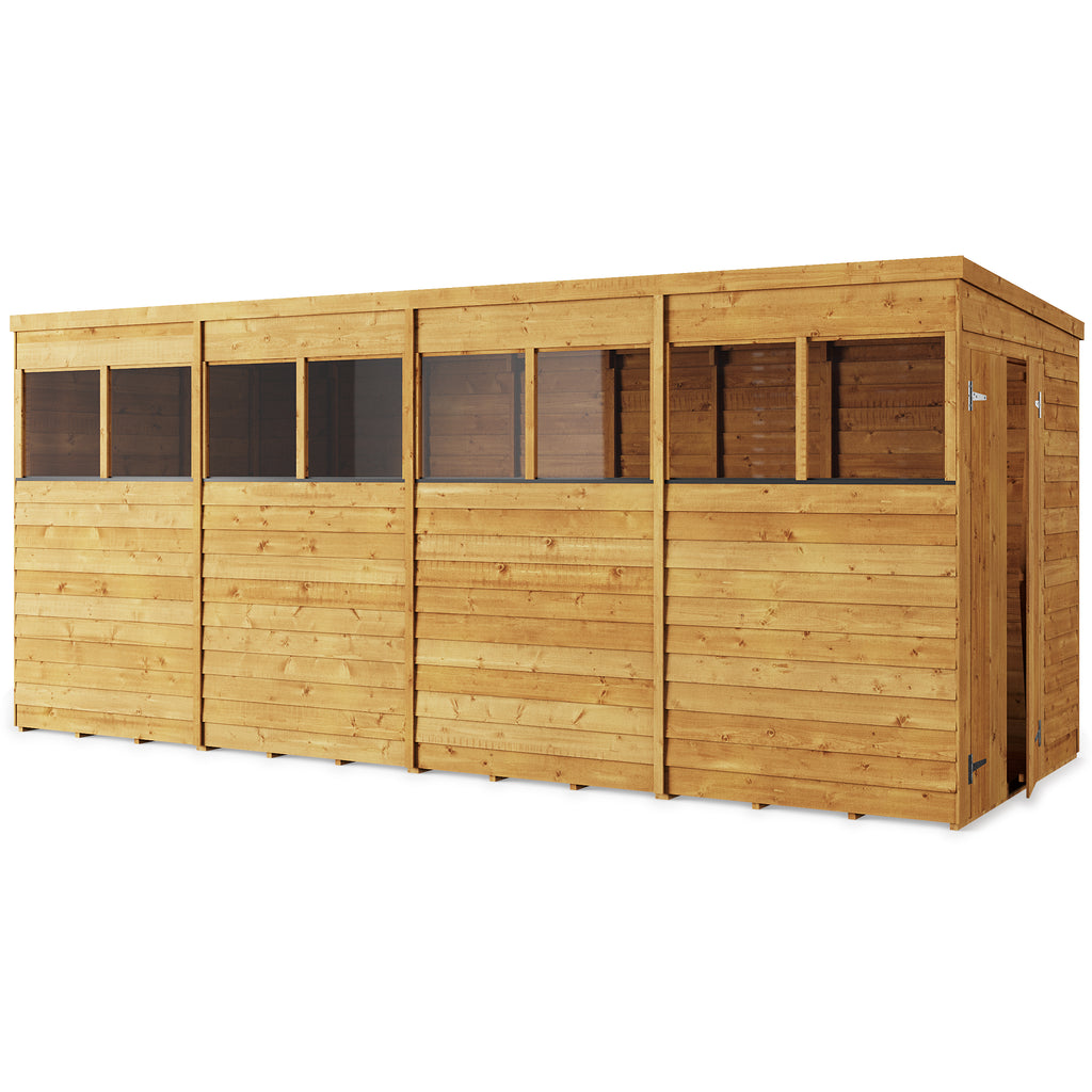 Customizable 16x6 Pent Shed with Windows - Pressure Treated - anydaydirect