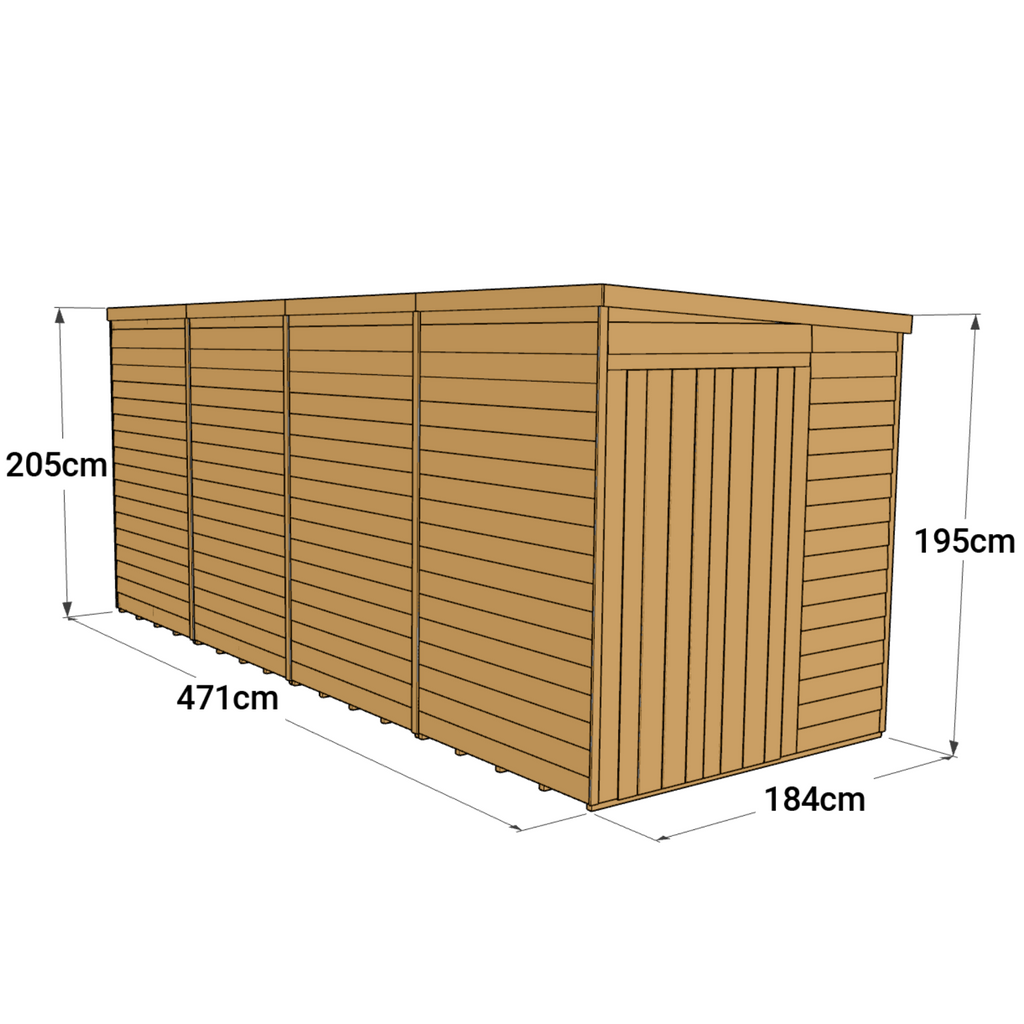 16x6 Windowless Overlap Pent Shed - Customizable & Durable - anydaydirect