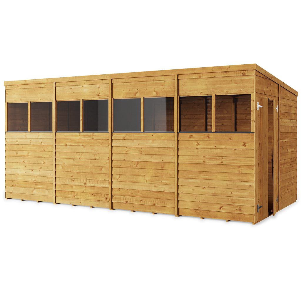 Customizable 16x8 Pent Shed with Windows - Pressure Treated - anydaydirect