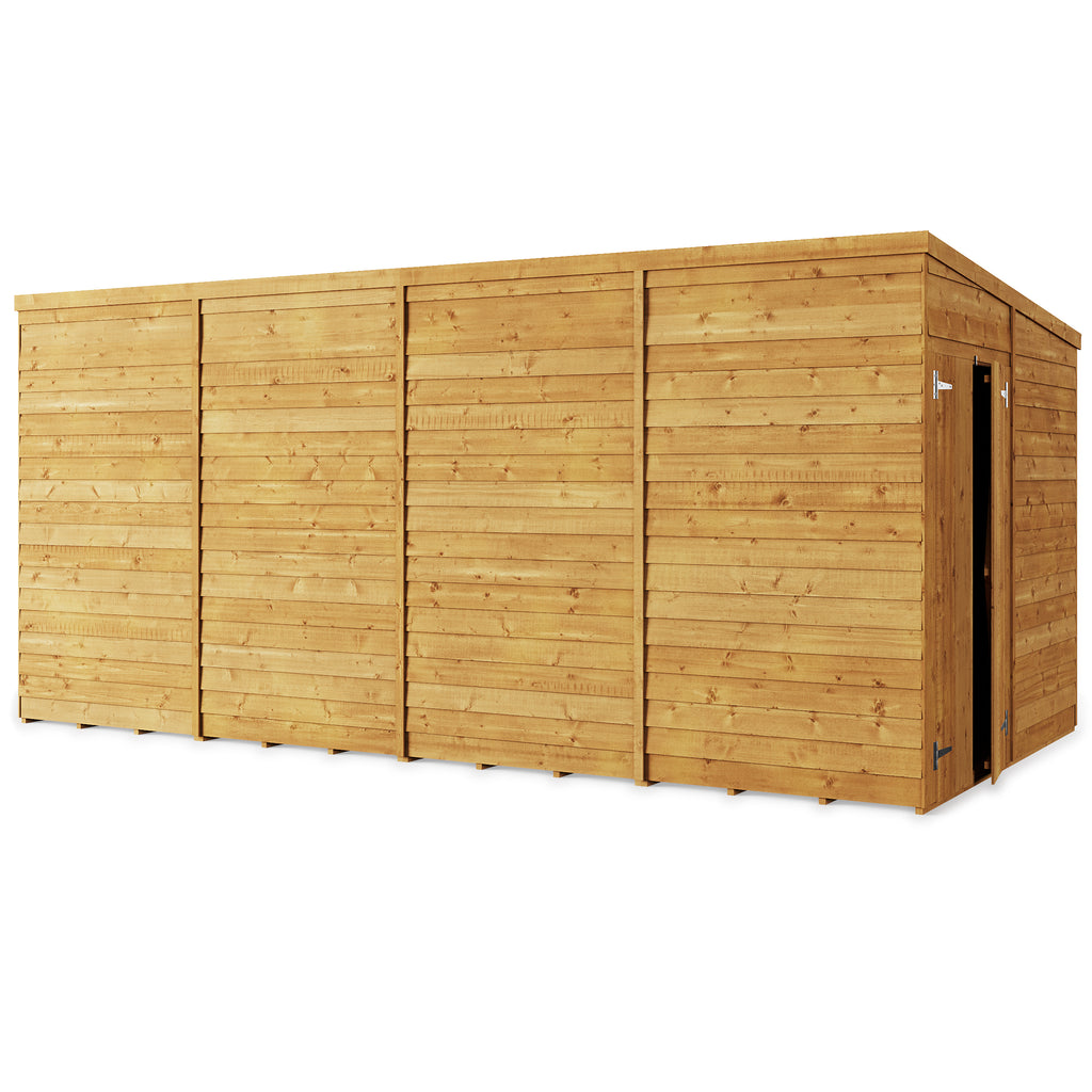 16x8 Windowless Overlap Pent Shed - Customizable, Durable - anydaydirect