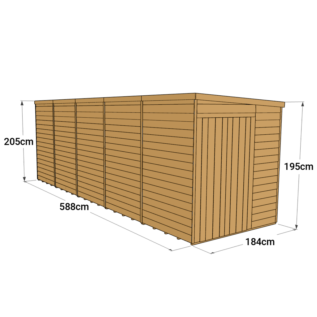 Customizable 20x6 Wooden Shed - Store More Overlap Pent - anydaydirect