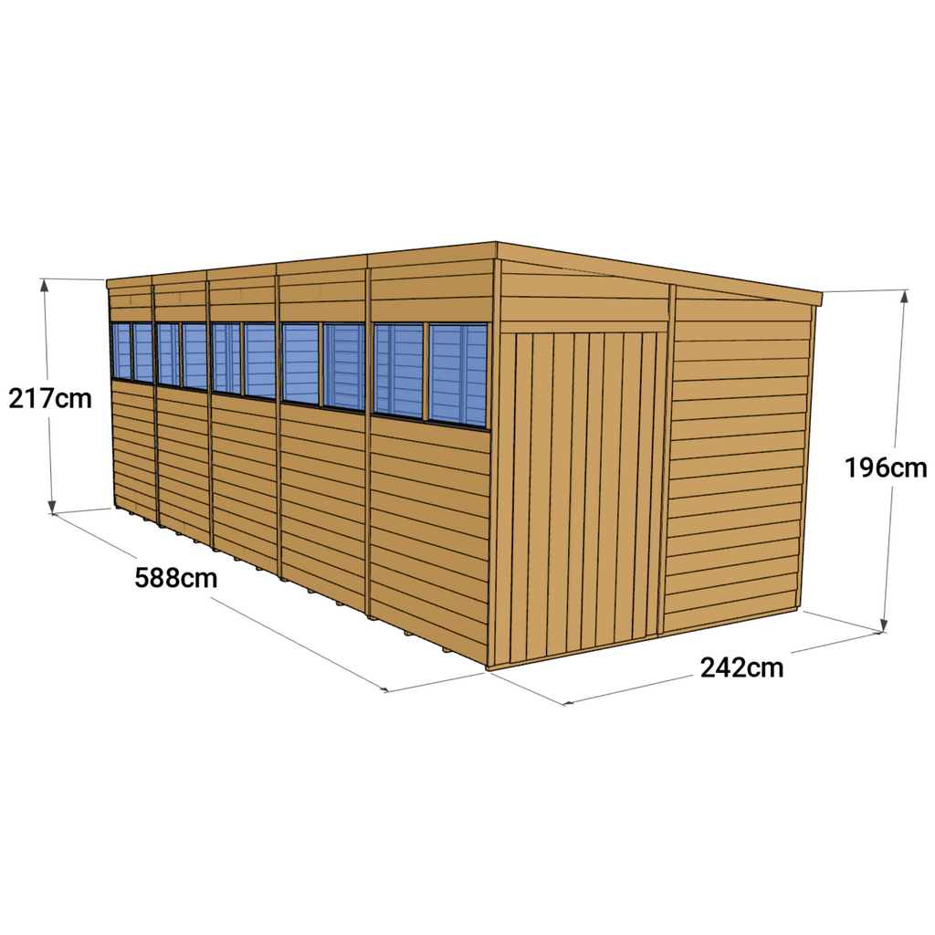 20x8 Customizable Garden Shed - Overlap Pent Design - anydaydirect