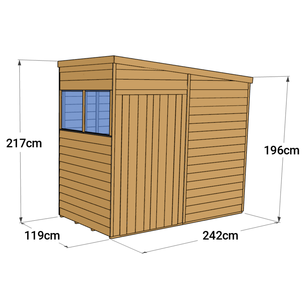 Customizable 4x8 Windowed Pent Shed - Store More - anydaydirect