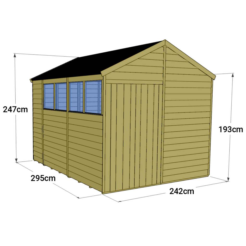 10x8 Tongue and Groove Apex Garden Shed with Windows - Store More - anydaydirect