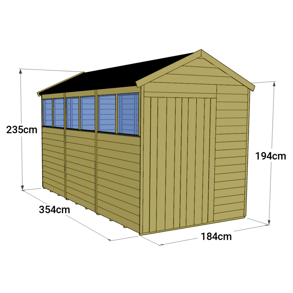 Customizable Tongue and Groove 12x6 Apex Shed with Windows - anydaydirect