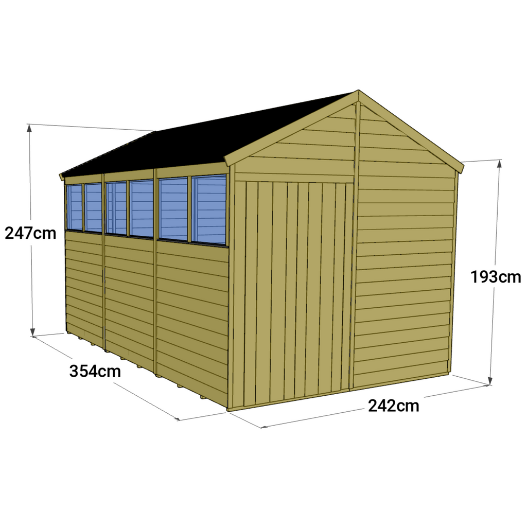 12x8 Customizable Tongue and Groove Apex Shed with Windows - anydaydirect