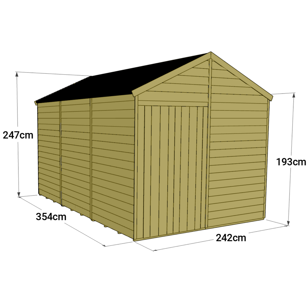 Customizable 12x8 Apex Tongue & Groove Shed - Windowless - anydaydirect