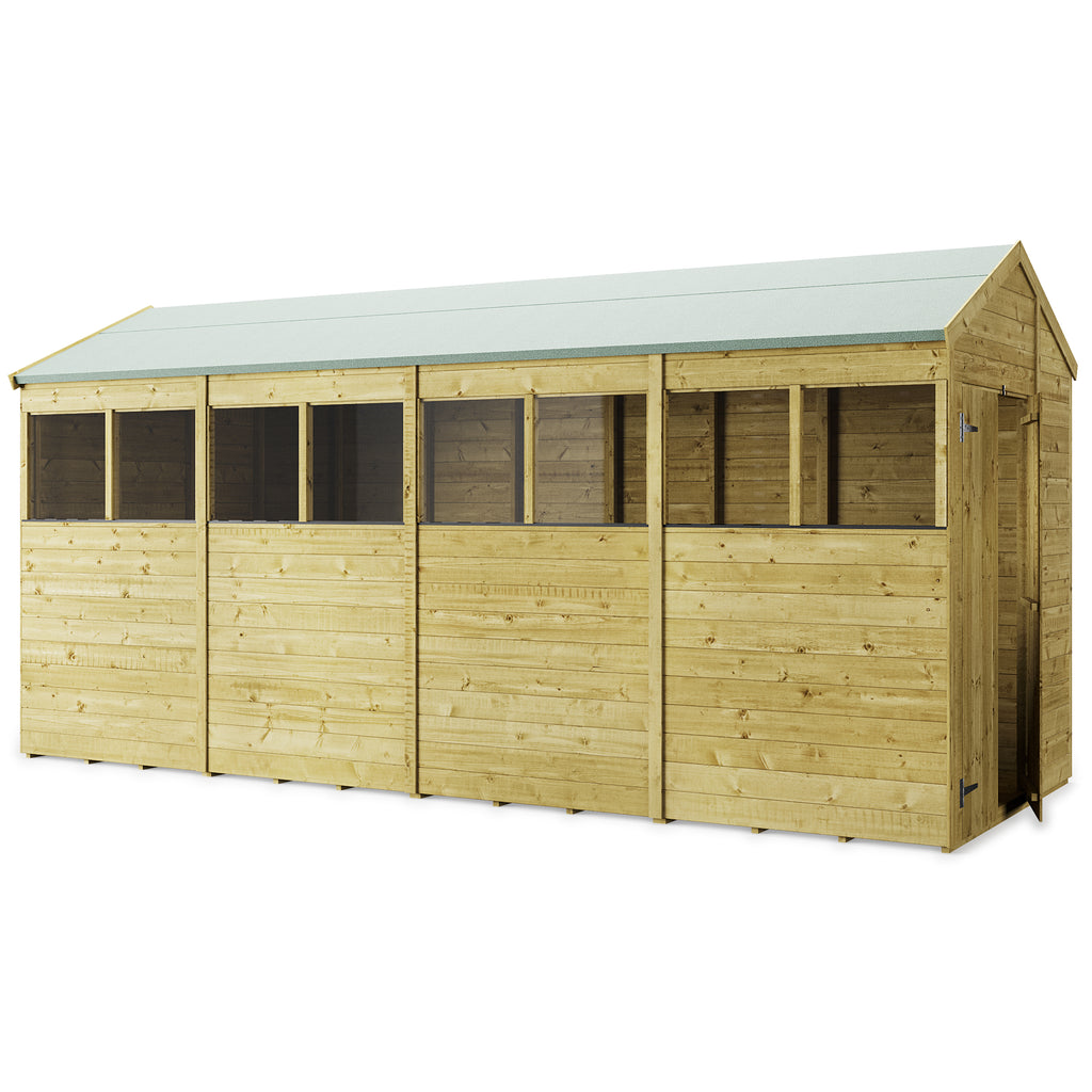 16x6 Wooden Apex Garden Shed with Windows - Customizable & Durable - anydaydirect