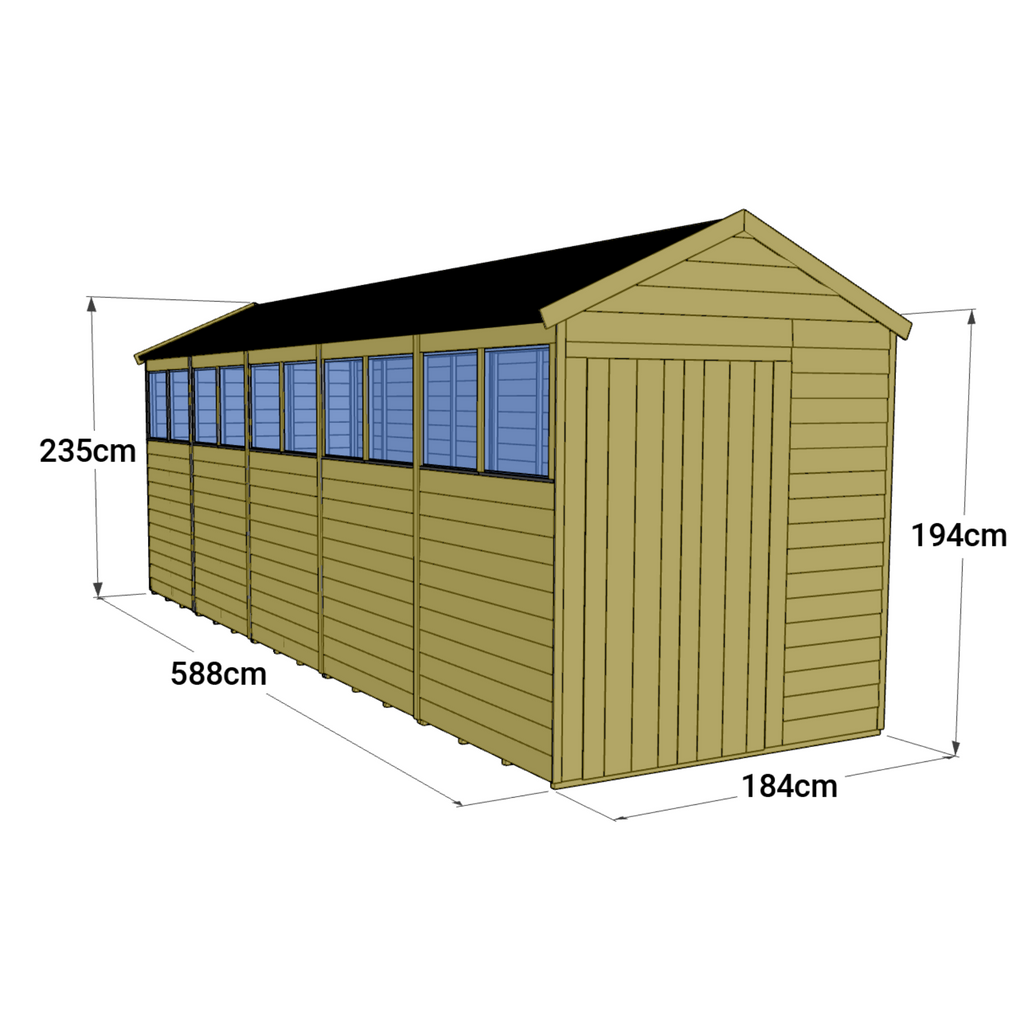 Customizable 20x6 Windowed Tongue and Groove Apex Shed - anydaydirect