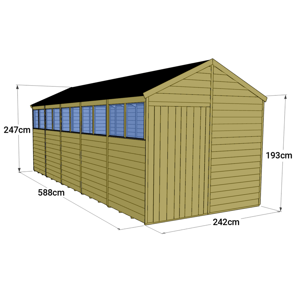 20x8ft Customizable Tongue and Groove Apex Garden Shed - anydaydirect