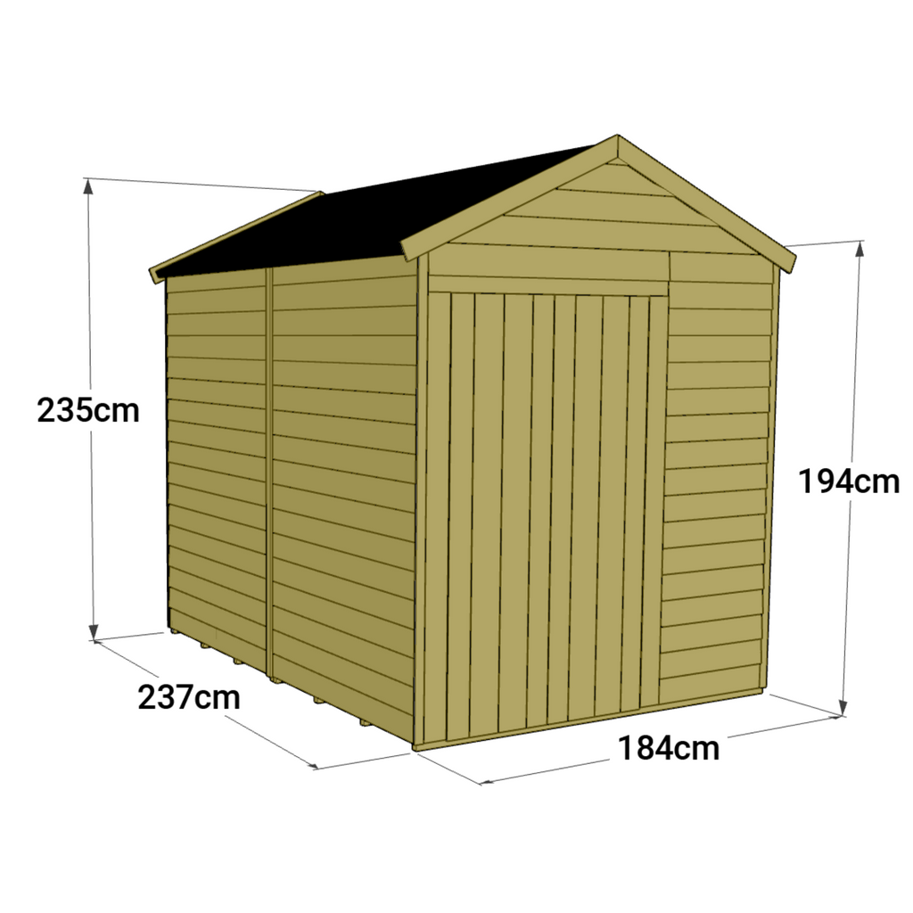 Customizable 8x6 Tongue and Groove Apex Shed - No Windows - anydaydirect