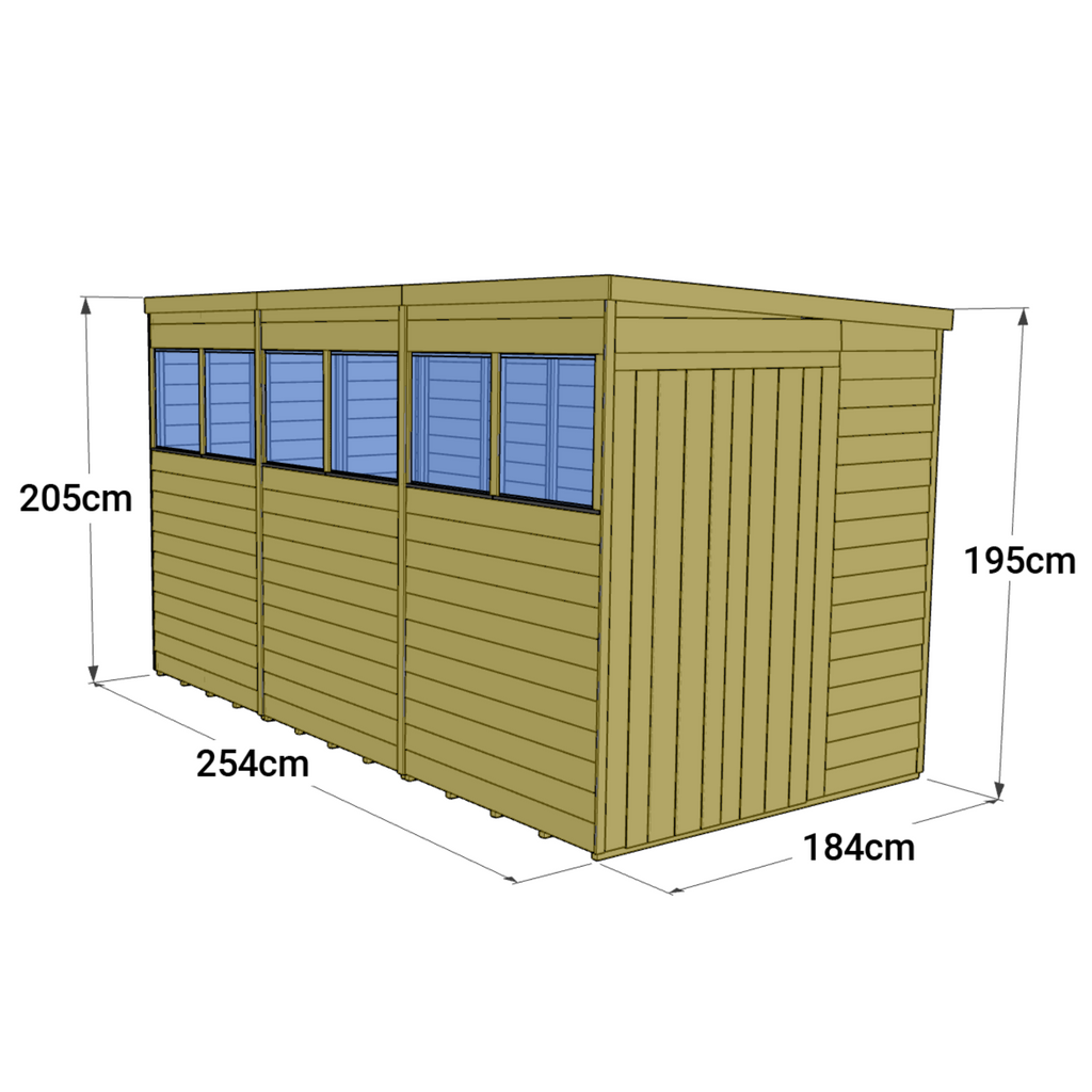 12x6 Tongue & Groove Pent Shed with Windows - Store More - anydaydirect