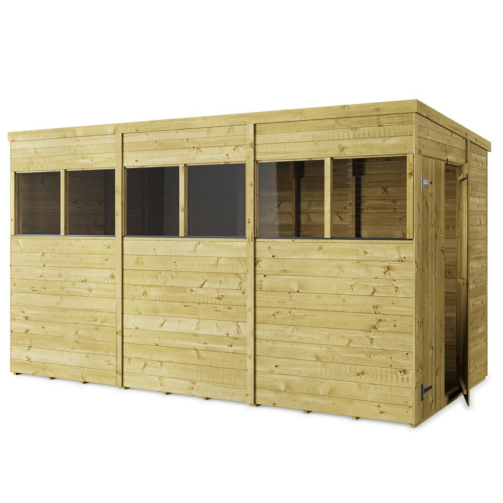 12x6 Tongue & Groove Pent Shed with Windows - Store More - anydaydirect