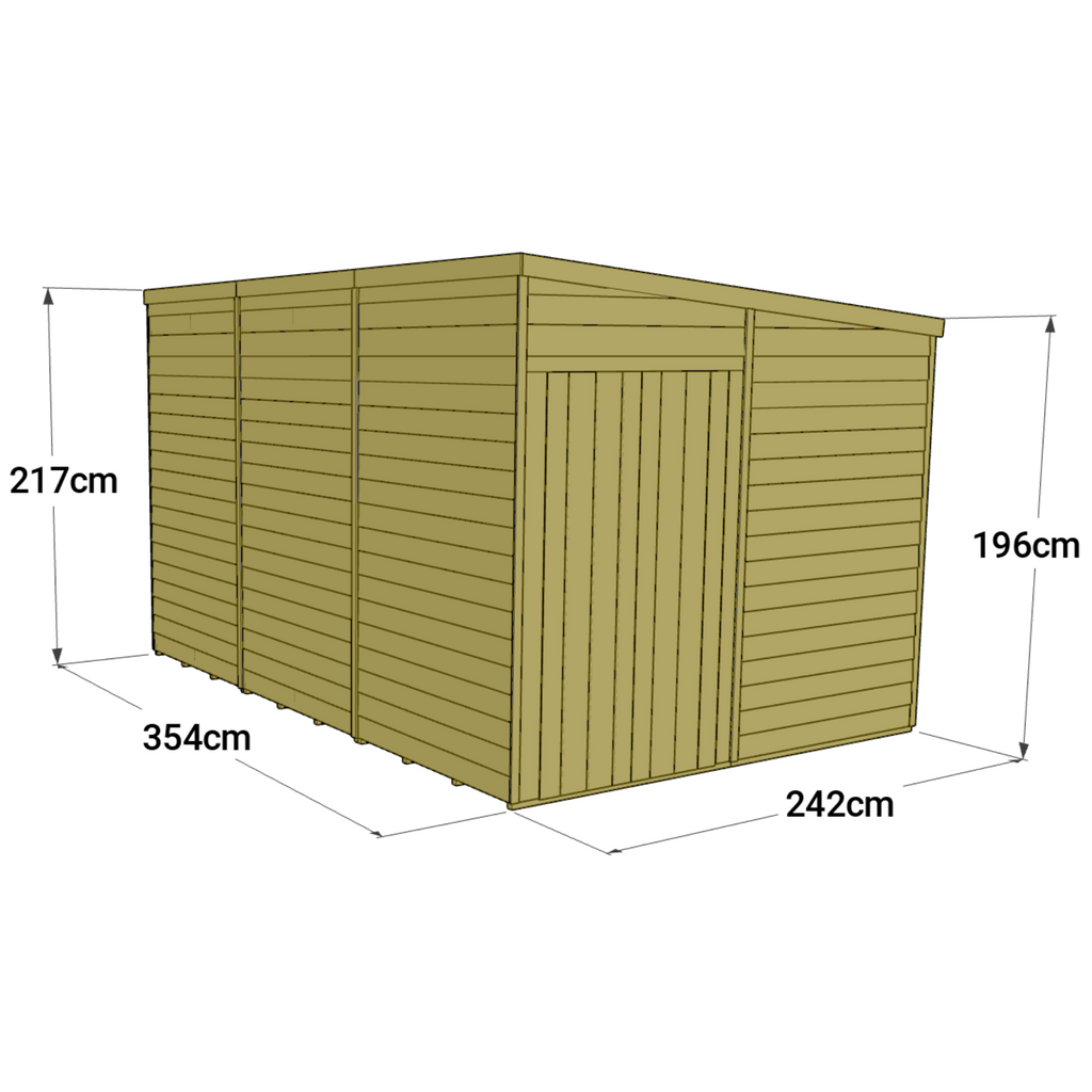 Customizable 12x8 Tongue and Groove Pent Shed - Windowless - anydaydirect