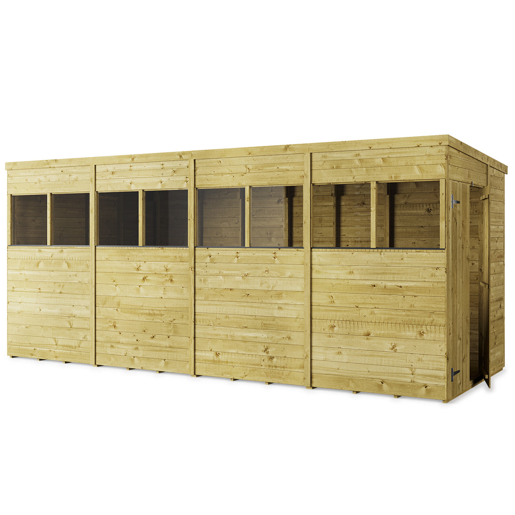 16x6 Customizable Tongue and Groove Wooden Pent Shed - anydaydirect