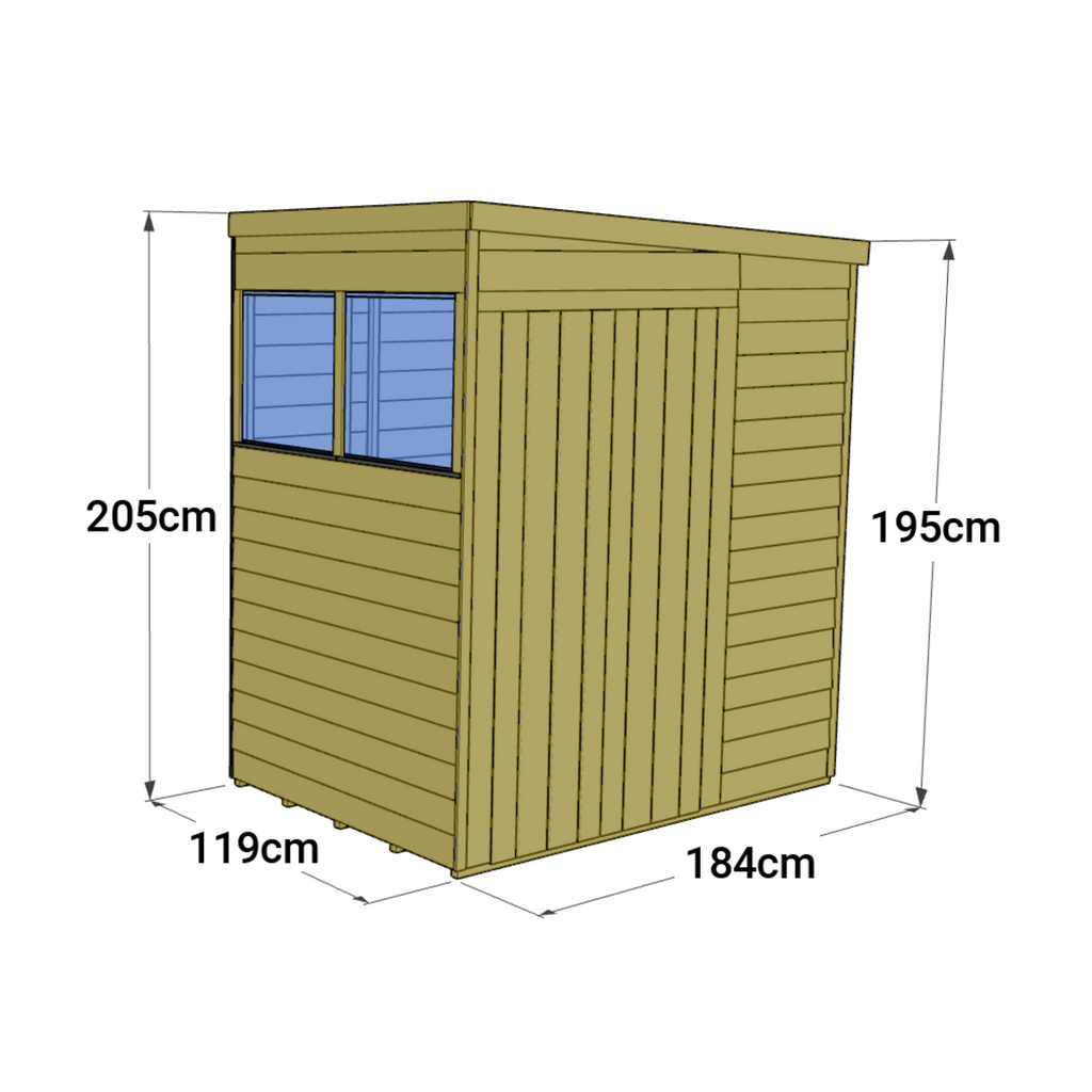 Customizable 4x6 Tongue and Groove Pent Shed with Windows - anydaydirect