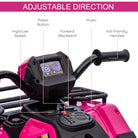HOMCOM 12V Kids Quad Bike with Forward Reverse Functions, Ride On ATV with Music, LED Headlights, for Ages 3-5 Years - Pink - anydaydirect