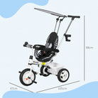 HOMCOM 4 in 1 Tricycle for Kids with 5-point harness straps, Removable Canopy, White - anydaydirect