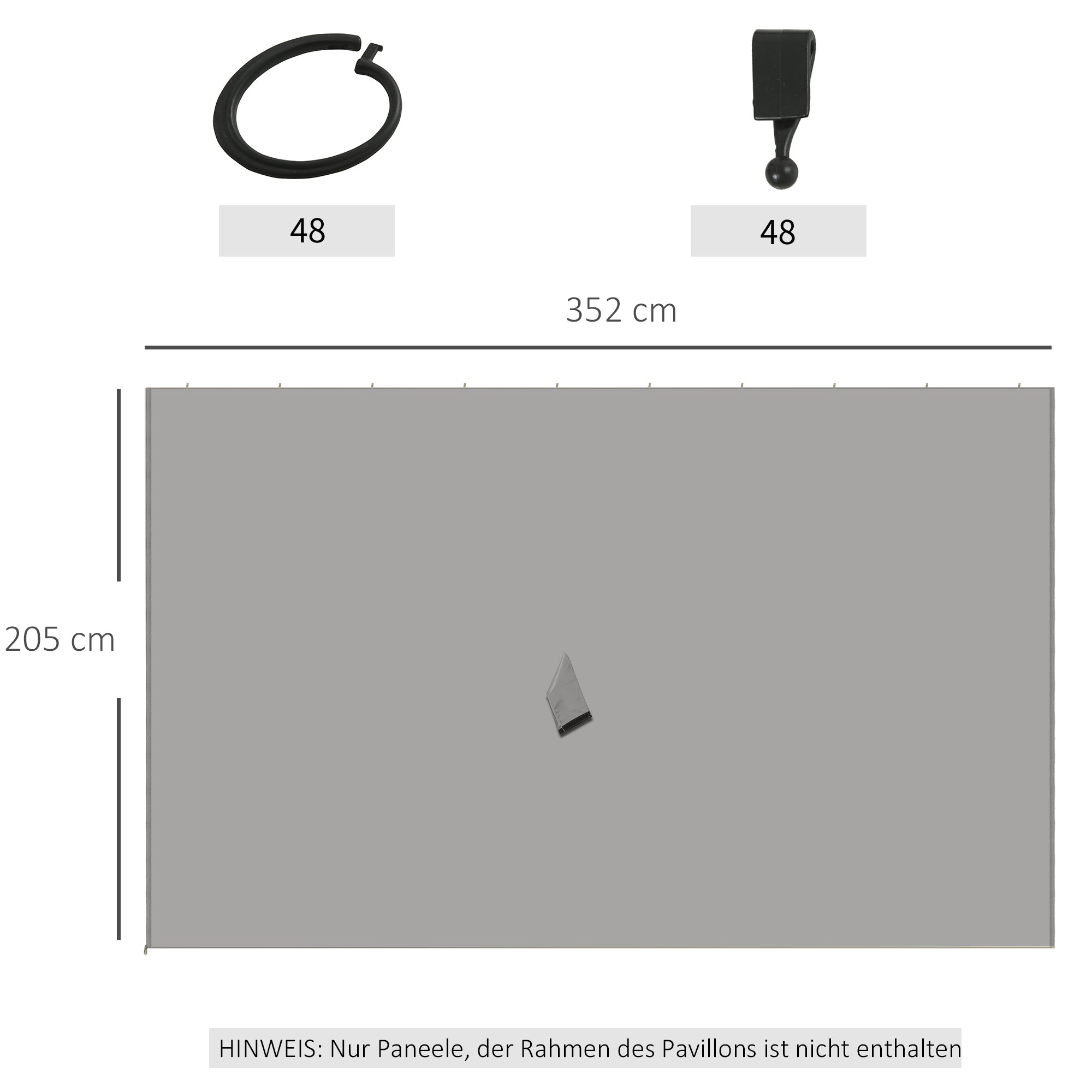 Outsunny 4 Pack Universal Gazebo Replacement Sidewalls Privacy Panel for Most 3 x 4m Gazebo Canopy Pavillion Outdoor Shelter Curtains Accessories Light Grey - anydaydirect