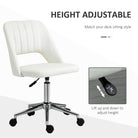 Vinsetto Armless Velvet-Feel Office Chair - Cream White - anydaydirect