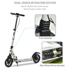 HOMCOM Teen/Adults Aluminium Folding Kick Scooter w/ Shock Mitigation System Silver - anydaydirect