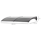 Outsunny Door Canopy Awning Outdoor Window Rain Shelter Cover for Front/Back Door Porch Black 196 x 75cm - anydaydirect
