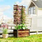 Outsunny Raised Garden Bed with Trellis, Outdoor Wooden Planter Box with Metal Corners and Wheels, Raised Bed for Garden - anydaydirect