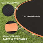 SPORTNOW Trampoline Replacement Mat with Spring Pull Tool, 42 V-Hooks, for 8ft Trampoline using 14cm Springs, Orange - anydaydirect