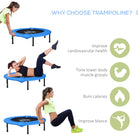 HOMCOM ?96cm Mini Fitness Trampoline Home Gym Yoga Exercise Rebounder Indoor Outdoor Jumper with Safety Pad, Support Up to 100 KG, Blue and Black - anydaydirect