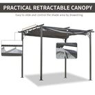 Outsunny 3 x 3(m) Metal Pergola with Retractable Roof, Garden Gazebo Metal Pergola Canopy. Outdoor Sun Shade Shelter for Party BBQ, Grey - anydaydirect