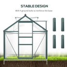 Outsunny 6 x 10ft Polycarbonate Greenhouse, Large Walk-In Green House with Slide Door and Window, Garden Plants Grow House with Aluminium Frame and Foundation, Dark Green - anydaydirect