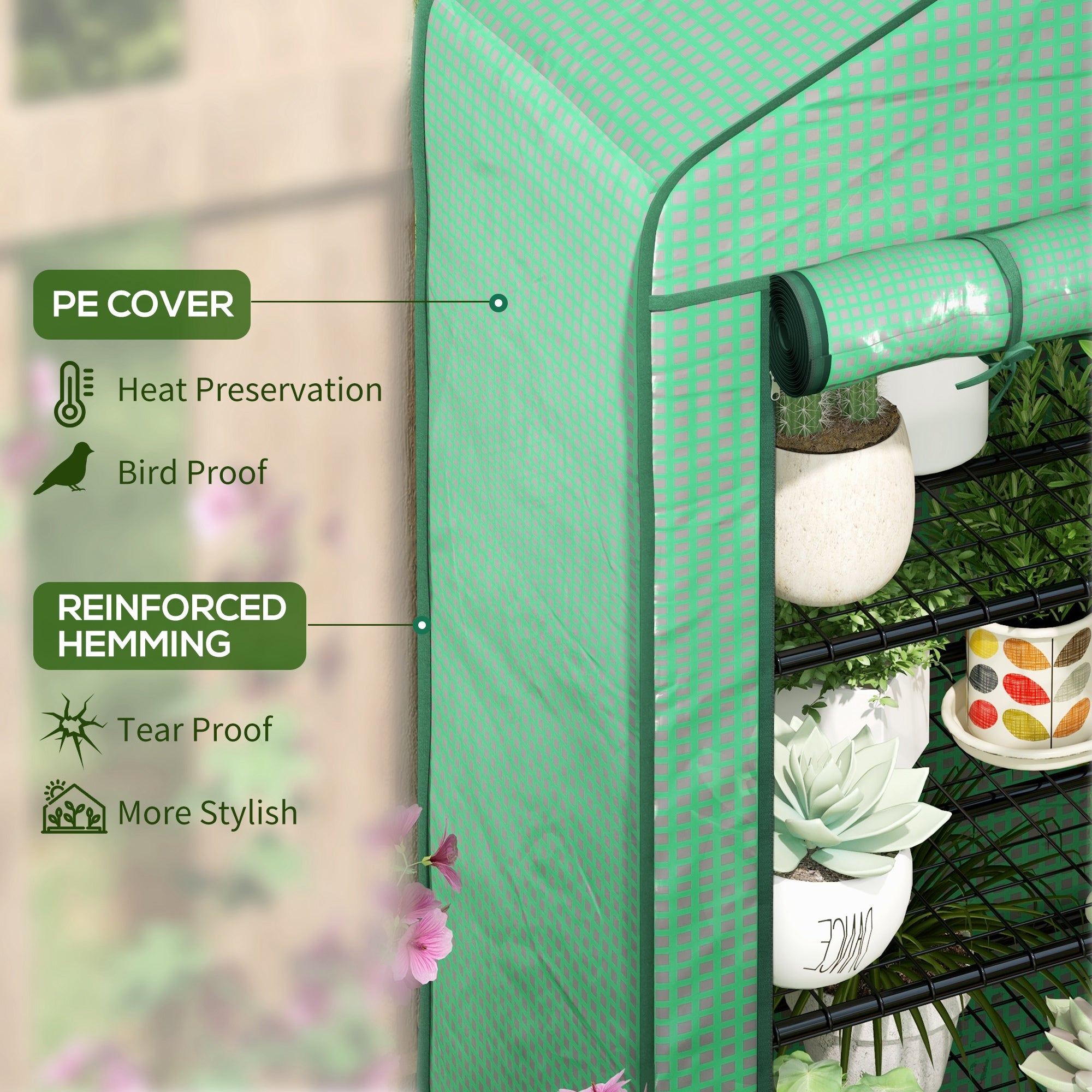 Outsunny Four-Tier Mini Greenhouse, with Reinforced Plastic Cover - anydaydirect