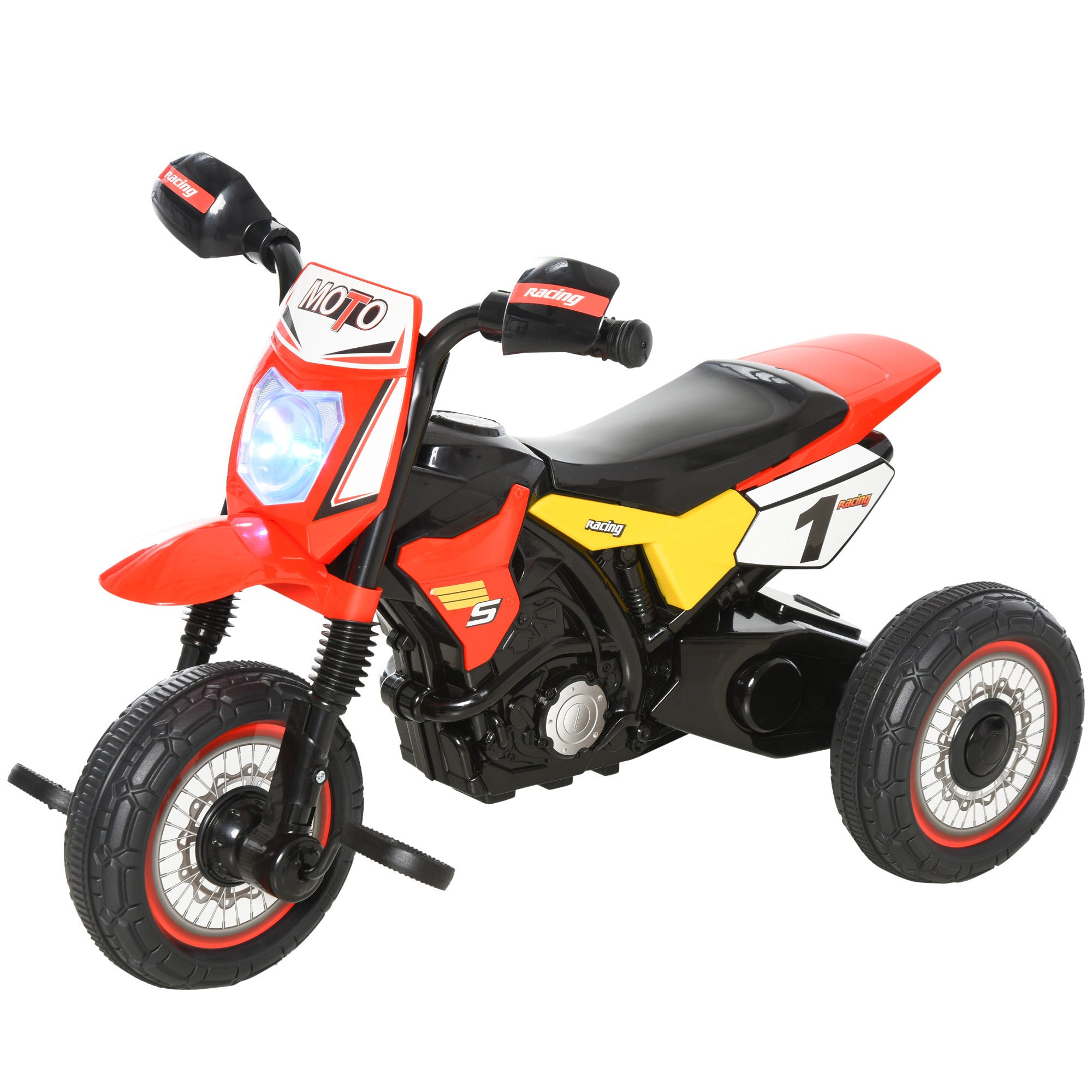 HOMCOM Toddlers 3-Wheel PP Ride On Pedal Trike w/ Music, Front Light, Racing-style for Kids aged 18-36 months, Red - anydaydirect