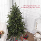 HOMCOM 5ft Artificial Christmas Tree with 1309 Tips, Metal Base, Realistic Hinged Xmas Tree for Home Office, Green - anydaydirect