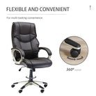 HOMCOM Home Office Chair High Back Computer Desk Chair with Faux Leather Adjustable Height Rocking Function Brown - anydaydirect