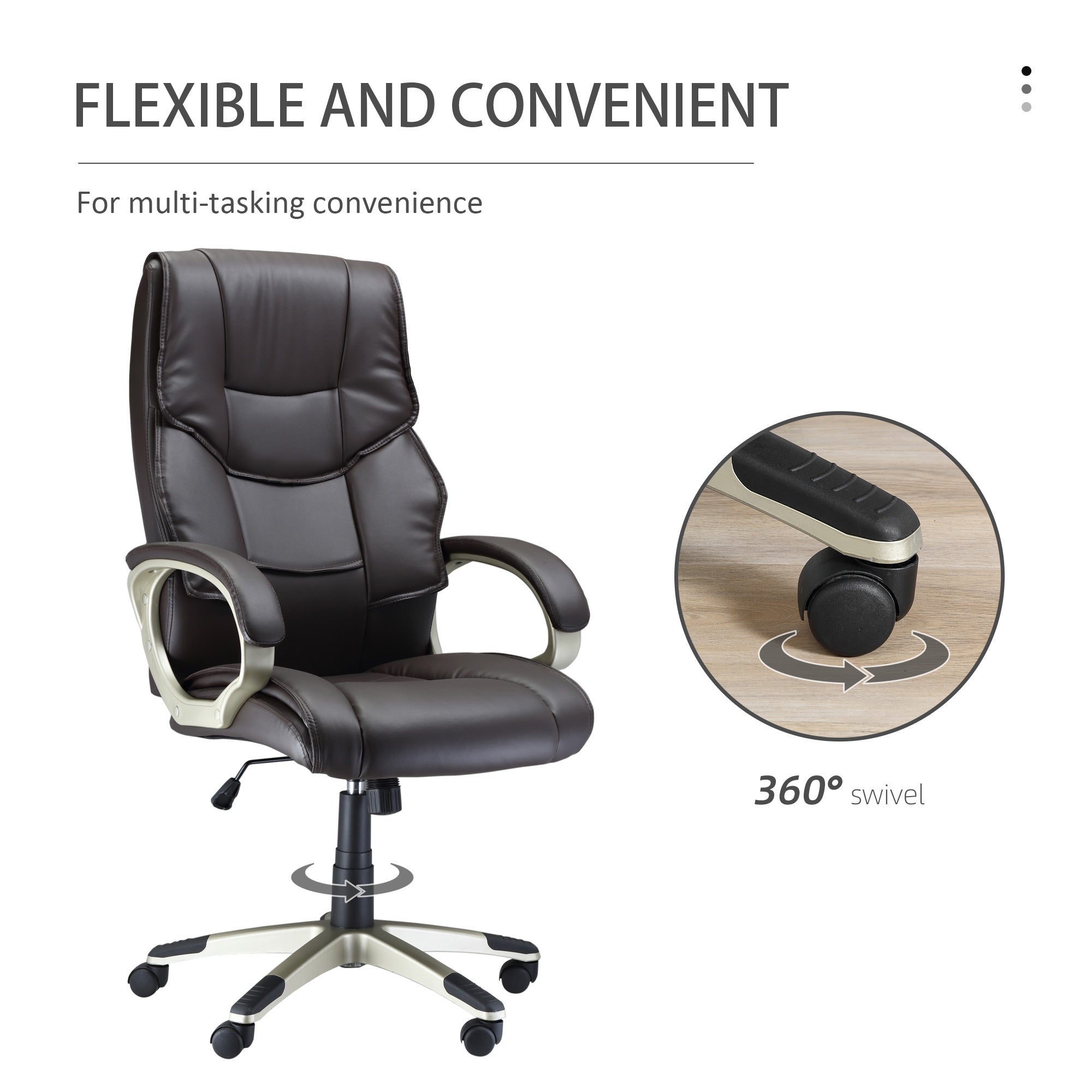 HOMCOM Home Office Chair High Back Computer Desk Chair with Faux Leather Adjustable Height Rocking Function Brown - anydaydirect