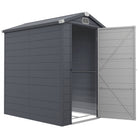 Outsunny 4 x 6ft Garden Shed with Foundation Kit, Polypropylene Outdoor Storage Tool House with Ventilation Slots and Lockable Door, Grey - anydaydirect