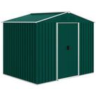 Outsunny 8 x 6 ft Metal Garden Storage Shed Corrugated Steel Roofed Tool Box with Ventilation and Sliding Doors, Green - anydaydirect