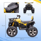 HOMCOM 12V Quad Bike ATV with LED Lights, Music, Backrest, Forward, Backward, Yellow - anydaydirect