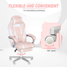 HOMCOM Faux Leather Reclining Gaming Chair, with Footrest - Pink/White - anydaydirect
