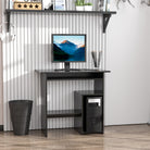 HOMCOM Compact Small Computer Table Wooden Desk Keyboard Tray Storage Shelf Modern Corner Table Home Office Black - anydaydirect