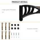 Outsunny 75 x 195 cm Curved Door Window Awning Canopy, Polycarbonate Cover Front Door Outdoor Patio, UV Rain Snow Protection Shelter, Brown - anydaydirect